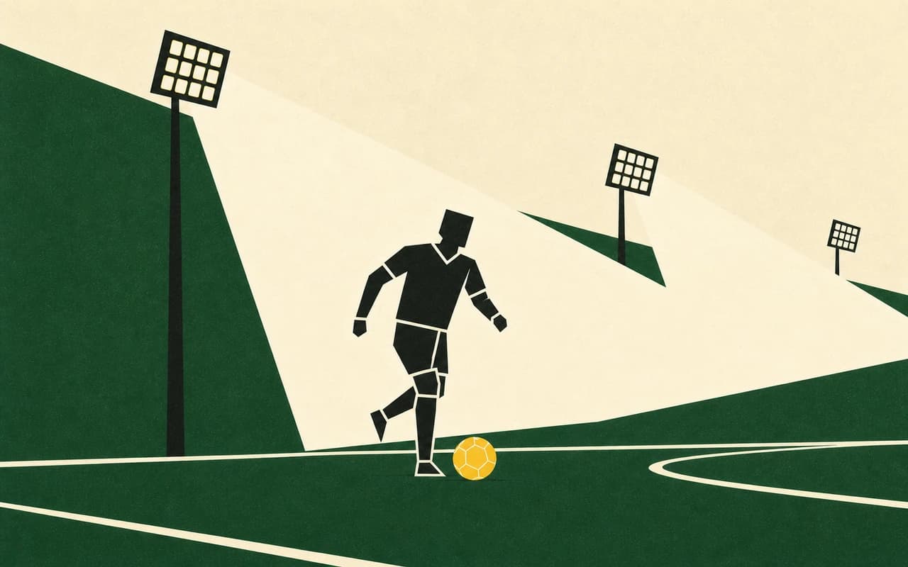 Toques na bola · um lance sob as luzes do estádio